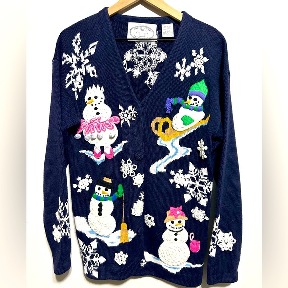 Eagle Eye Sweaters - Vintage Eagle Eye Embroidered Christmas Cardigan Size Medium
